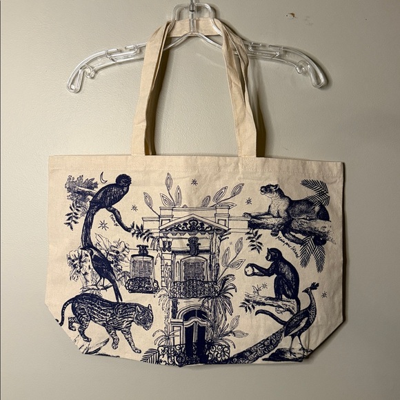 Sezane Limited Edition Tropical Jungle Architecture Canvas Tote Bag - Picture 4 of 6